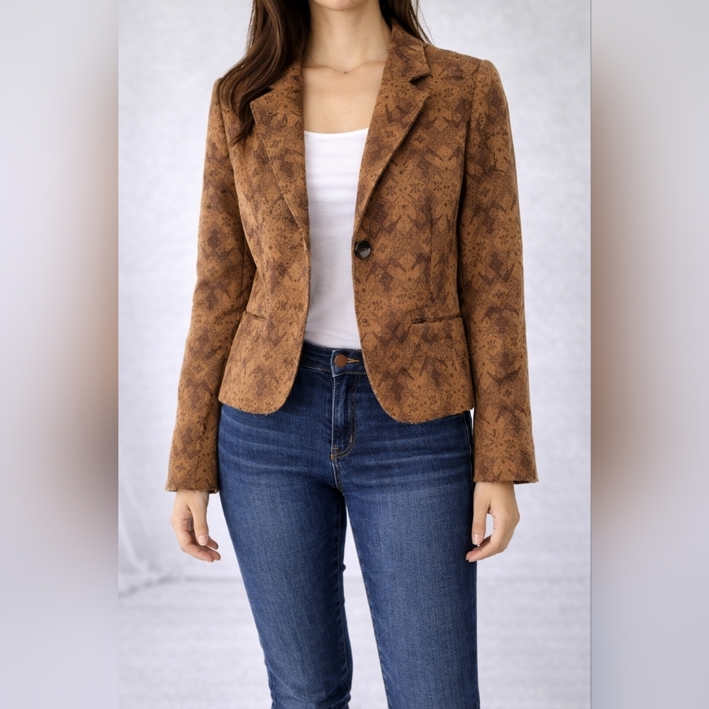 Brown Patterned ZARA Basic Blazer/Jacket Size 10